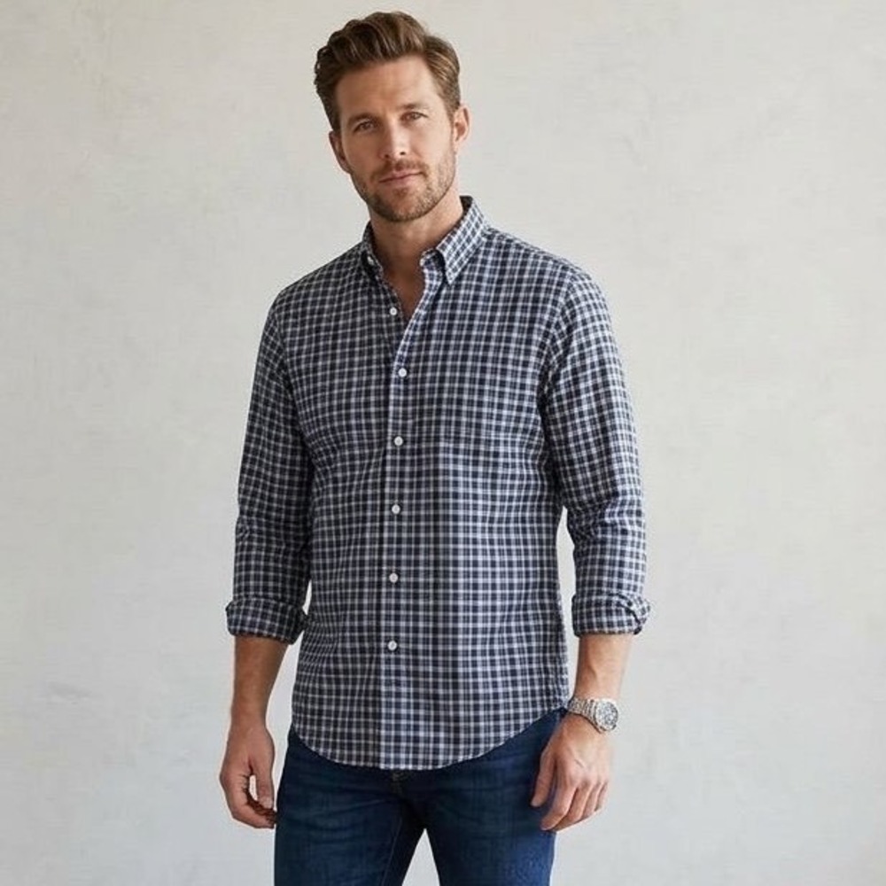 Lauren Ralph Lauren Mens 16 34/35 Classic Fit Non Iron Plaid Button Down Shirt